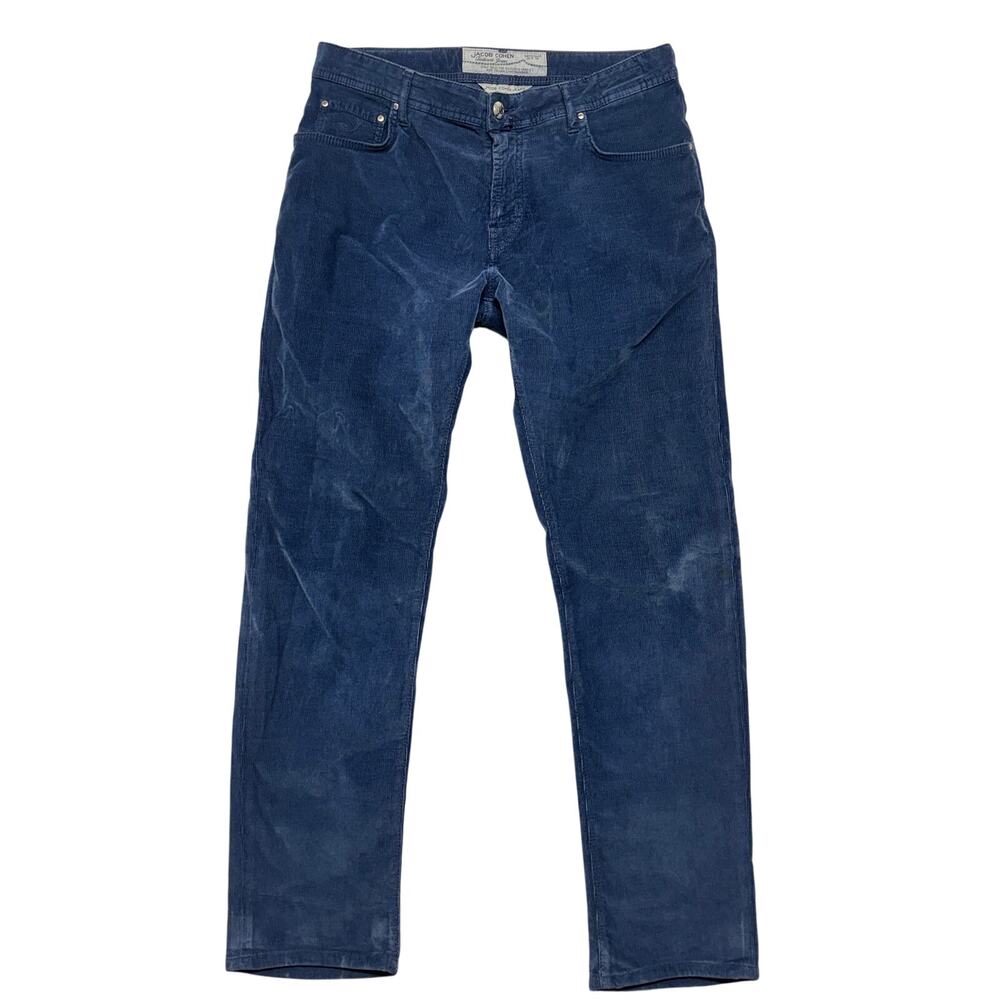 Jacob Cohen Corduroy Pants 35x33 Blue Stretch Straight Made in Italy 625